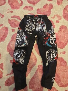 O'Neal Graphic Motocross Pants - Black with Red & Teal Accents